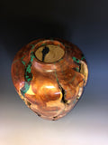 WT #166, Live Edge Hollow Form Vessel from Utah Juniper with Malachite inlay