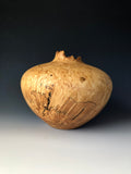 WT #185, Hollow Form Vessel from Boxelder Burl with Jet inlay.