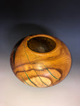 Hollow Form Vessel from Mulberry with Malachite inlay.