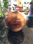 WT #102, Hollow Form Vessel from Spalted Crabapple with Turquoise inlay.  NFS.