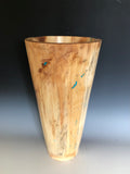 WT #142, Vase from Spalted Aspen with Turquoise inlay.