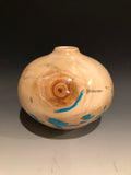 WT #127, Hollow Form Vessel from Riddled Aspen with Turquoise inlay.