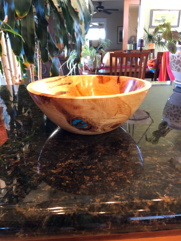 WT #35, Bowl from Spalted Aspen with Turquoise inlay.  SOLD
