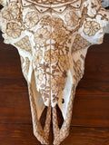 P #26, Pyrography on American Bison Skull, titled “Resilience”.