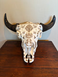 P #27, Pyrography on American Bison Skull, Titled “La Renaissance du Bison”.