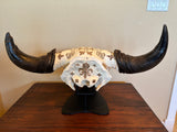 P #27, Pyrography on American Bison Skull, Titled “La Renaissance du Bison”.