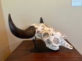P #27, Pyrography on American Bison Skull, Titled “La Renaissance du Bison”.