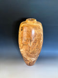 Tall Vase from River Birch with Jet inlay.