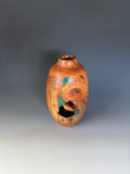 WT #304, Hollow Form Bottle from Almond with Malachite inlay.