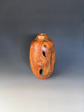 WT #304, Hollow Form Bottle from Almond with Malachite inlay.