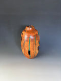 WT #304, Hollow Form Bottle from Almond with Malachite inlay.