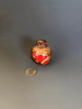 WT #308, Miniature Hollow Form Vessel from Crabapple with Red Coral inlay.