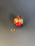 WT #308, Miniature Hollow Form Vessel from Crabapple with Red Coral inlay.
