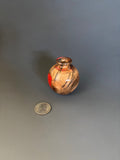 WT #308, Miniature Hollow Form Vessel from Crabapple with Red Coral inlay.