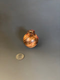 WT #308, Miniature Hollow Form Vessel from Crabapple with Red Coral inlay.