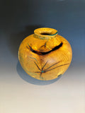 WT #314, Hollow Form Vessel from Mulberry with Malachite inlay.