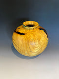 WT #314, Hollow Form Vessel from Mulberry with Malachite inlay.