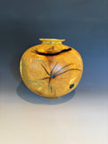 WT #314, Hollow Form Vessel from Mulberry with Malachite inlay.