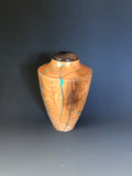 WT #169, Urn from Lambert Cherry with Turquoise inlay.