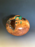 WT #174 Hollow Form Vessel from Burly Plum with Malachite inlay