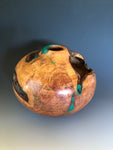 WT #174 Hollow Form Vessel from Burly Plum with Malachite inlay