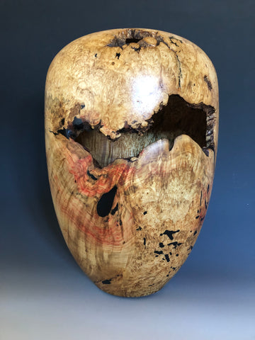WT #180, Live Edge Hollow Form from Boxelder with Jet inlay.