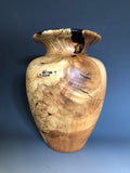 WT #184, Grecian Vase Form from Boxelder Burl with Jet inlay.