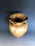 WT #184, Grecian Vase Form from Boxelder Burl with Jet inlay.