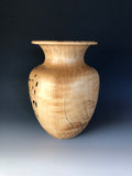 WT #192, Vase from Spalted Boxelder Burl with Jet inlay.