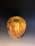 WT #195, Hollow Form Bottle from Spalted Boxelder Burl with Jet inlay