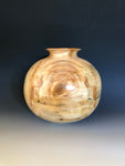 WT #197, Hollow Form Vessel from Spalted Aspen with Turquoise and Jet inlay.