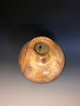 WT #197, Hollow Form Vessel from Spalted Aspen with Turquoise and Jet inlay.