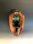 WT #198, Hollow Form Vessel from Plum with Malachite and Jet inlay.