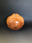 WT #201, Hollow Form Vessel from Peach with Lapis inlay.