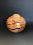 WT #201, Hollow Form Vessel from Peach with Lapis inlay.