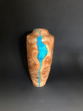 WT #202, Vase from Tamarisk with Turquoise inlay.