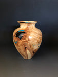 WT #206, Vase from Spalted Aspen with Jet and Turquoise inlay.