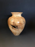 WT #206, Vase from Spalted Aspen with Jet and Turquoise inlay.