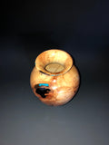 WT #206, Vase from Spalted Aspen with Jet and Turquoise inlay.