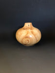 WT #207, Hollow Form Vessel from Spalted Aspen with Jet inlay.