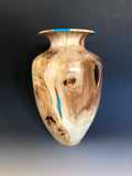 WT #210, Vase from Cottonwood with Turand Jet inlay.