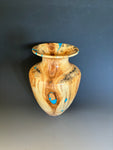 WT #224, Vase from Aspen with Turquoise and Jet inlay.