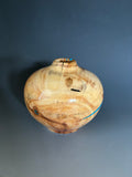 WT #225, Hollow Form Vessel from Aspen with Jet and Turquoise inlay.