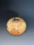 WT #225, Hollow Form Vessel from Aspen with Jet and Turquoise inlay.