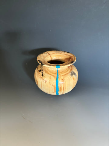 WT #226, vase from Aspen with Turquoise and Jet inlay.