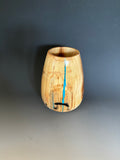 WT #227, Vase from Spalted Aspen with Turquoise and Jet inlay.