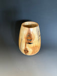 WT #227, Vase from Spalted Aspen with Turquoise and Jet inlay.