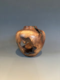 WT #228, Live Edge Hollow Form Vessel from Walnut Burl with Malachite inlay.