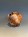 WT #228, Live Edge Hollow Form Vessel from Walnut Burl with Malachite inlay.