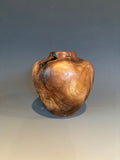 WT #228, Live Edge Hollow Form Vessel from Walnut Burl with Malachite inlay.